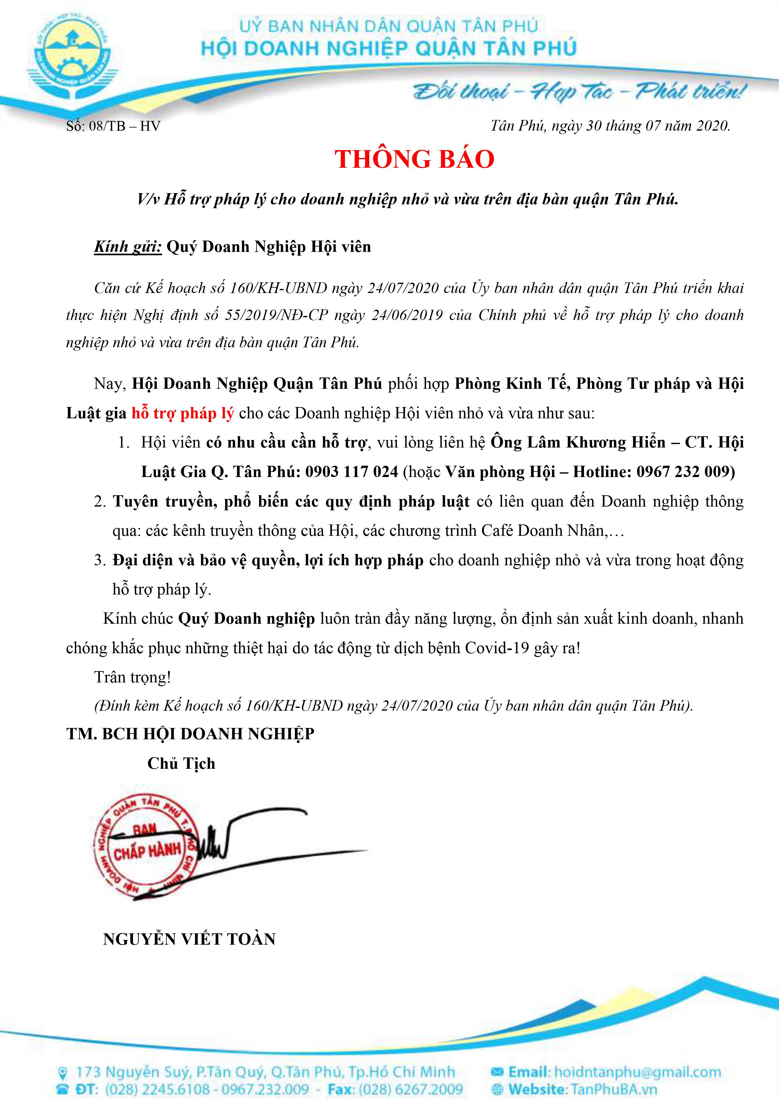 TB HỖ TRỢ PHÁP LÝ